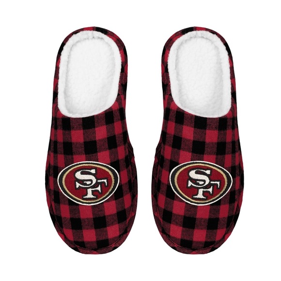 Other - NFL San Francisco 49ers Niners Sherpa Lined Buffalo Check Memory Foam Slippers